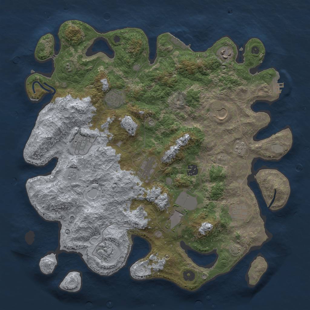 Rust Map: Procedural Map, Size: 3950, Seed: 696374594, 18 Monuments