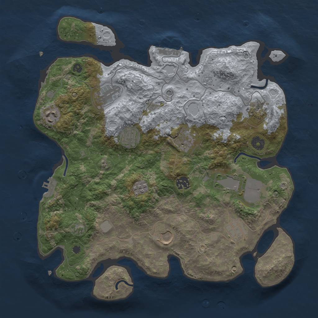 Rust Map: Procedural Map, Size: 3500, Seed: 1292408826, 17 Monuments