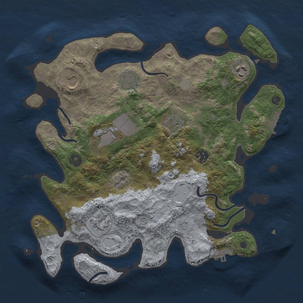 Rust Map: Procedural Map, Size: 3500, Seed: 99553344, 14 Monuments