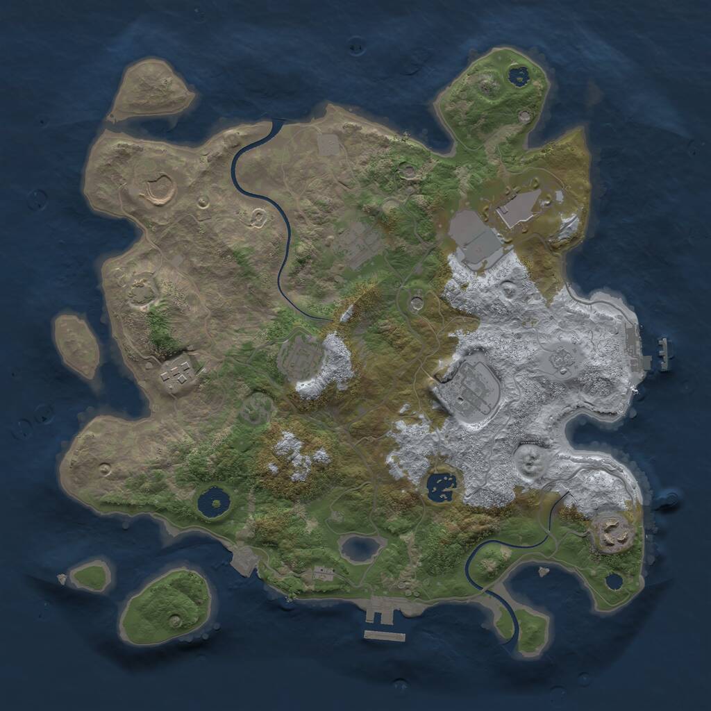 Rust Map: Procedural Map, Size: 3500, Seed: 110975, 14 Monuments