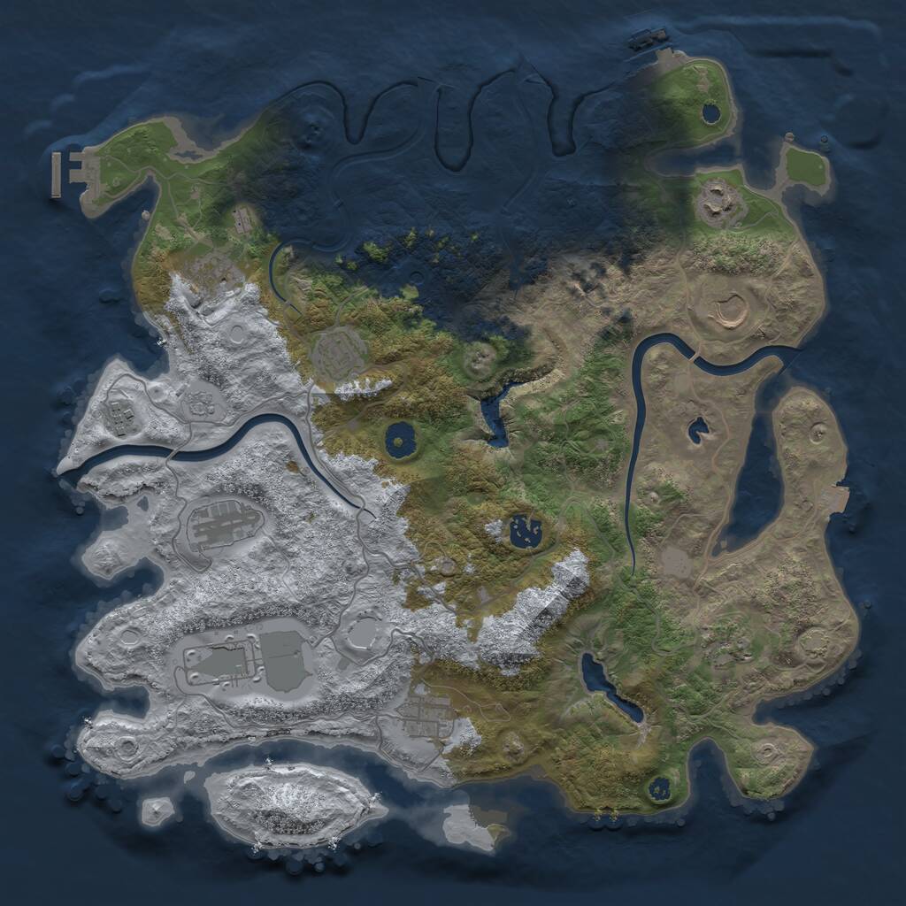 Rust Map: Procedural Map, Size: 4000, Seed: 1853722538, 16 Monuments