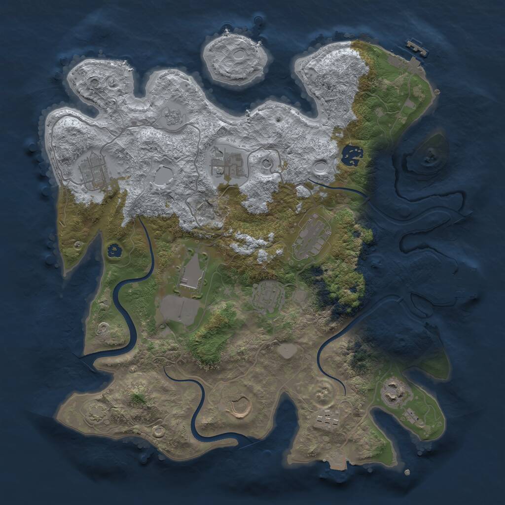 Rust Map: Procedural Map, Size: 3500, Seed: 736751725, 15 Monuments