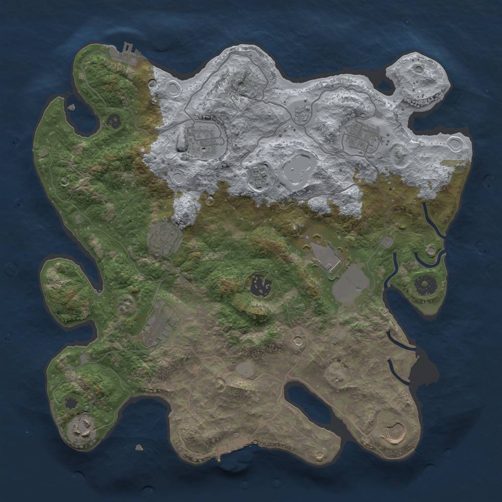 Rust Map: Procedural Map, Size: 3500, Seed: 1404980076, 16 Monuments