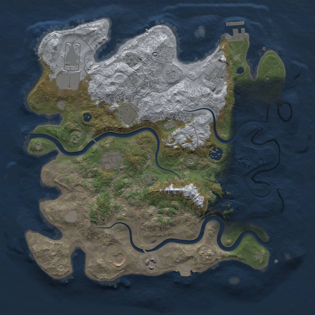 Rust Map: Procedural Map, Size: 3500, Seed: 19329365, 13 Monuments