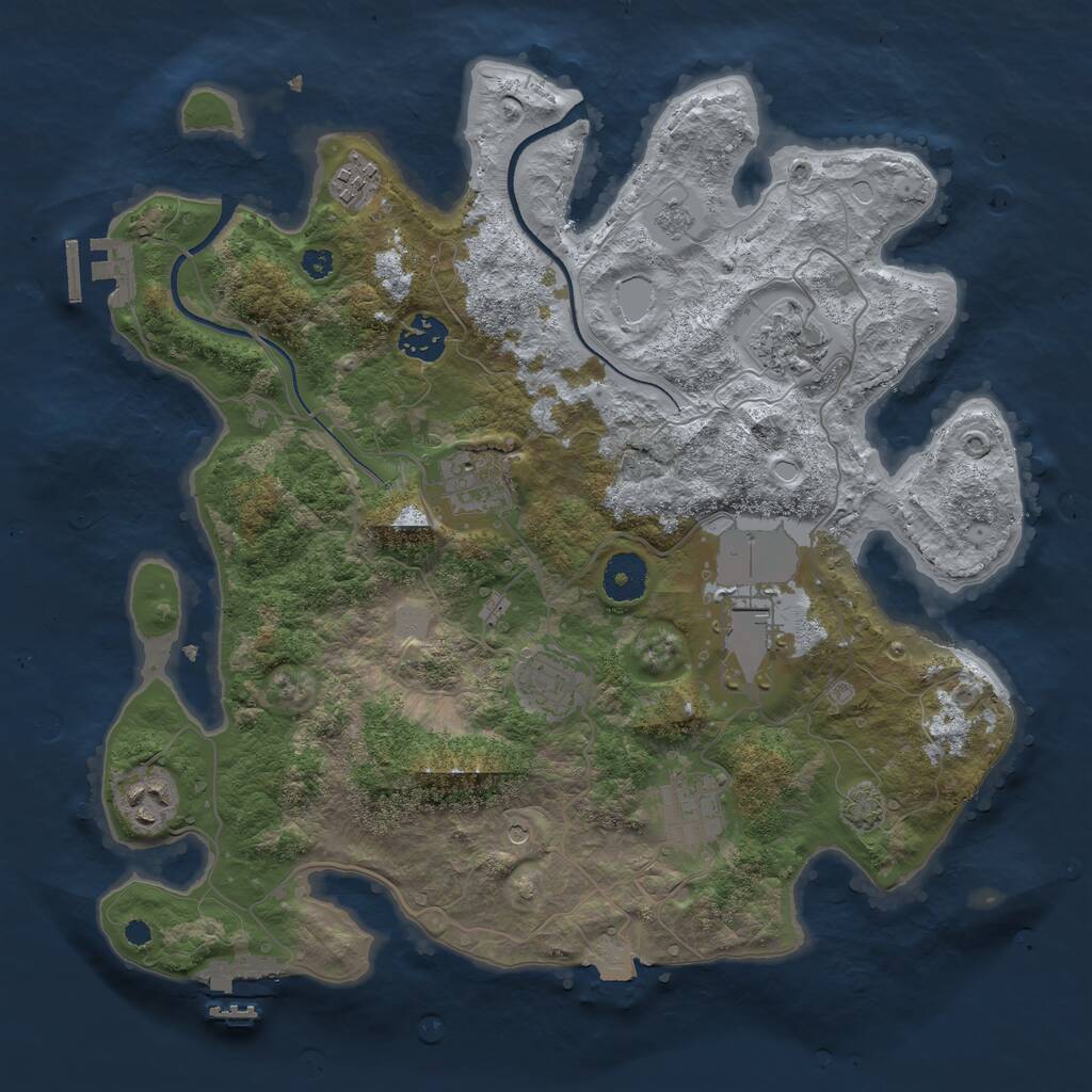 Rust Map: Procedural Map, Size: 3500, Seed: 18684363, 14 Monuments