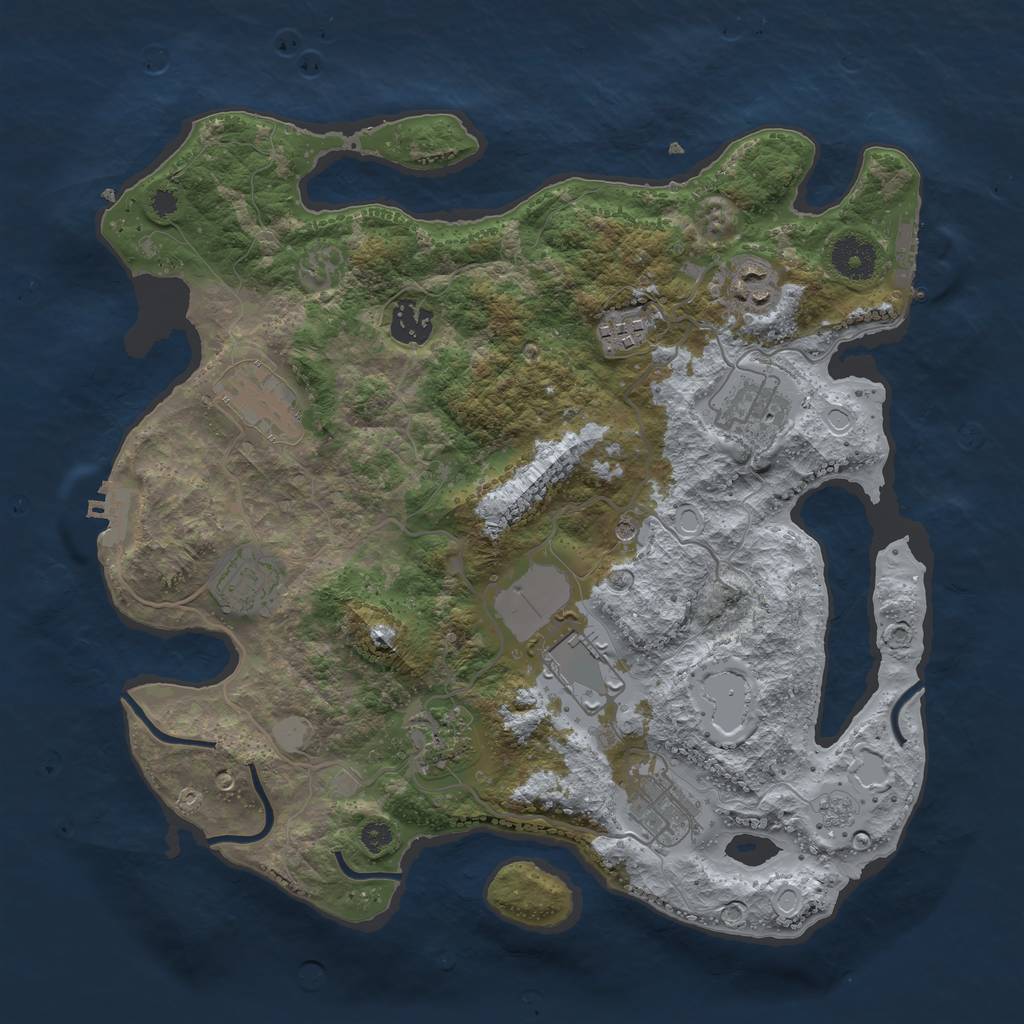 Rust Map: Procedural Map, Size: 3500, Seed: 10975663, 16 Monuments