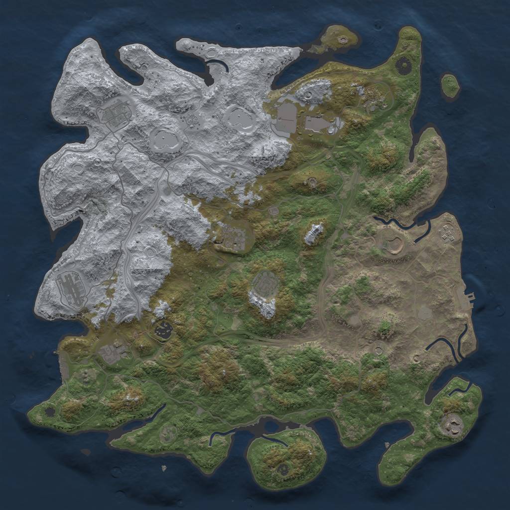 Rust Map: Procedural Map, Size: 4500, Seed: 375316065, 18 Monuments