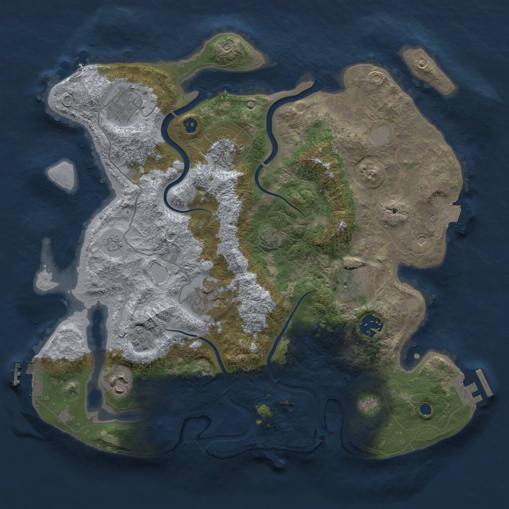 Rust Map: Procedural Map, Size: 3500, Seed: 3101052, 13 Monuments