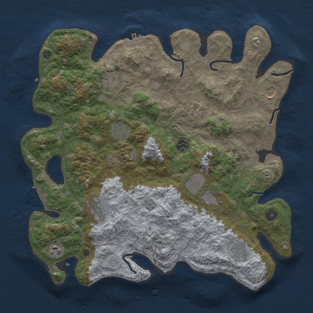 Rust Map: Procedural Map, Size: 4000, Seed: 599191985, 17 Monuments