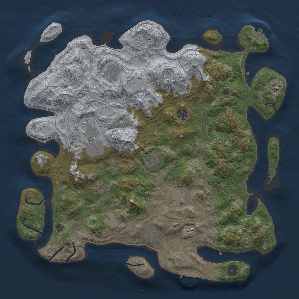 Rust Map: Procedural Map, Size: 4250, Seed: 2130466226, 16 Monuments