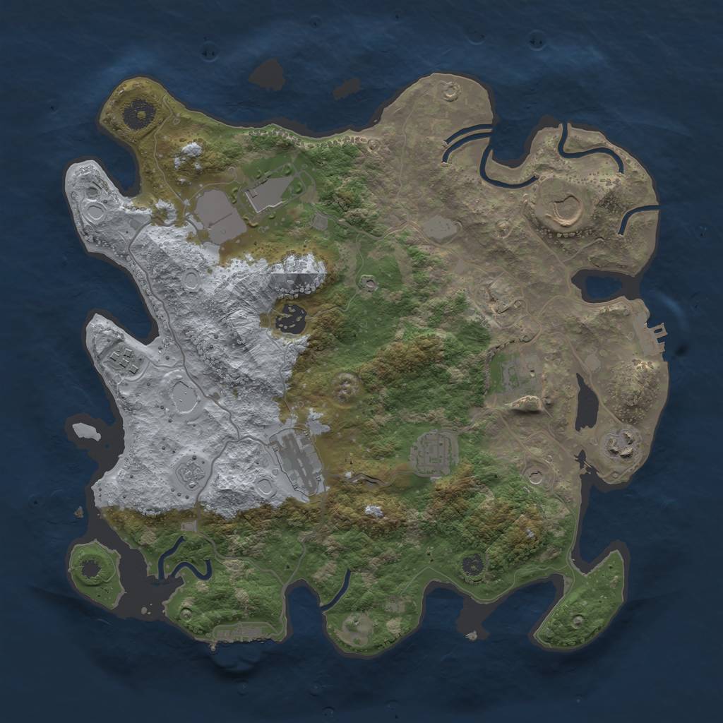 Rust Map: Procedural Map, Size: 3500, Seed: 54312113, 15 Monuments