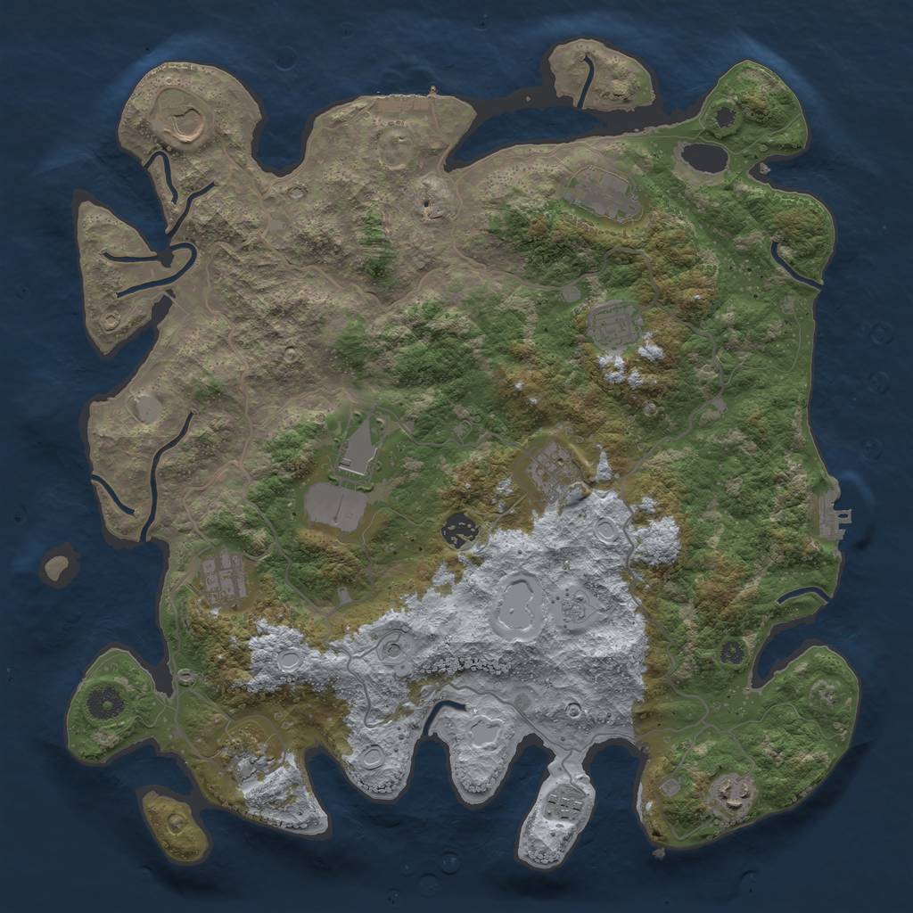 Rust Map: Procedural Map, Size: 4000, Seed: 1891244277, 17 Monuments