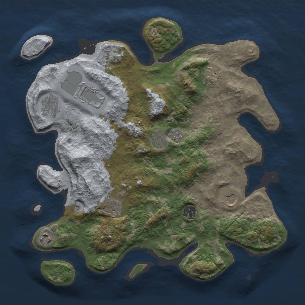 Rust Map: Barren, Size: 3600, Seed: 1569187023, 12 Monuments