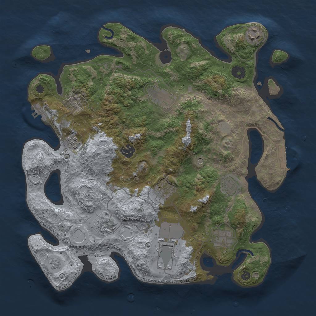 Rust Map: Procedural Map, Size: 3500, Seed: 88818100, 16 Monuments