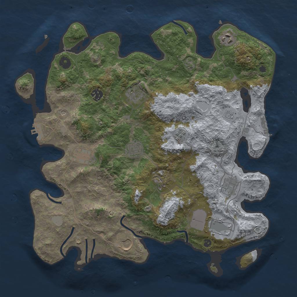 Rust Map: Procedural Map, Size: 3800, Seed: 2111802411, 17 Monuments