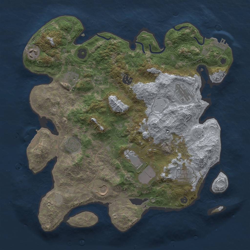 Rust Map: Procedural Map, Size: 3700, Seed: 1830723830, 15 Monuments