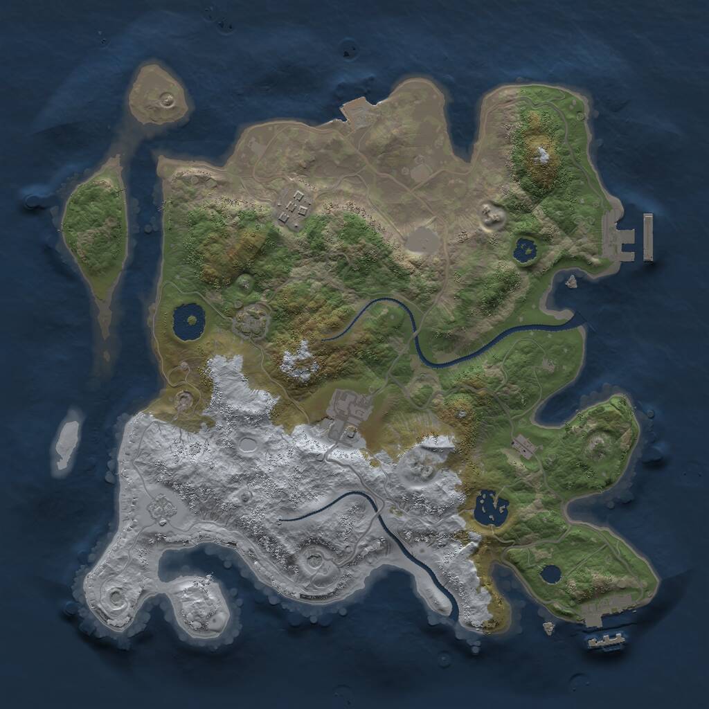 Rust Map: Procedural Map, Size: 3000, Seed: 221092, 9 Monuments