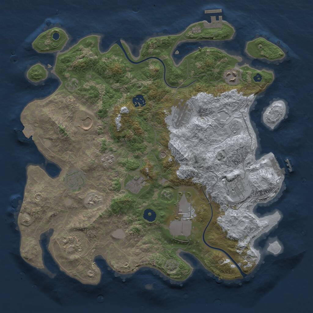 Rust Map: Procedural Map, Size: 3700, Seed: 320469, 16 Monuments