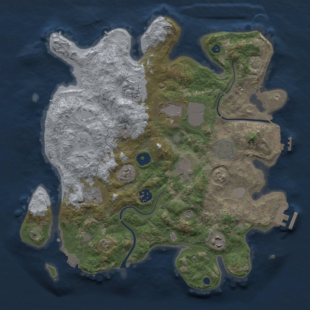 Rust Map: Procedural Map, Size: 3500, Seed: 853096, 13 Monuments