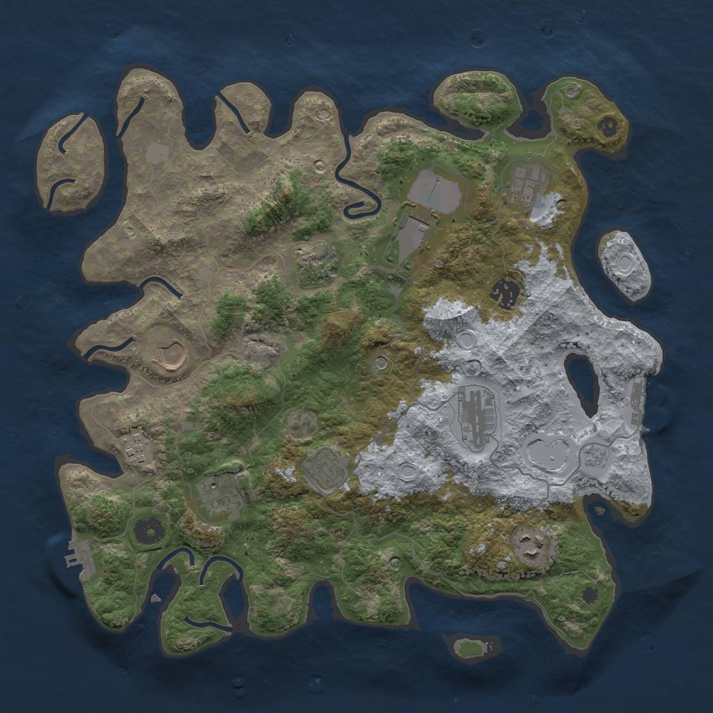 Rust Map: Procedural Map, Size: 3700, Seed: 503571201, 17 Monuments