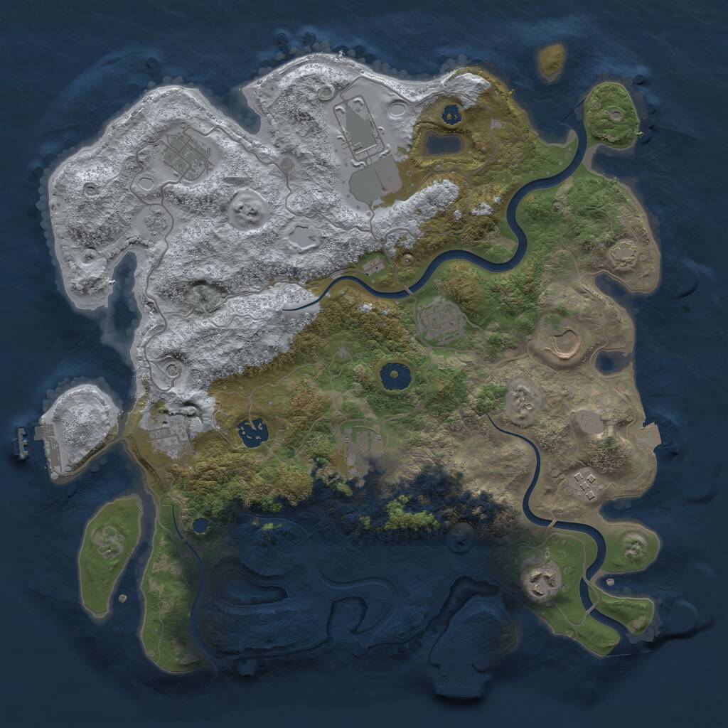 Rust Map: Procedural Map, Size: 3700, Seed: 22319490, 15 Monuments