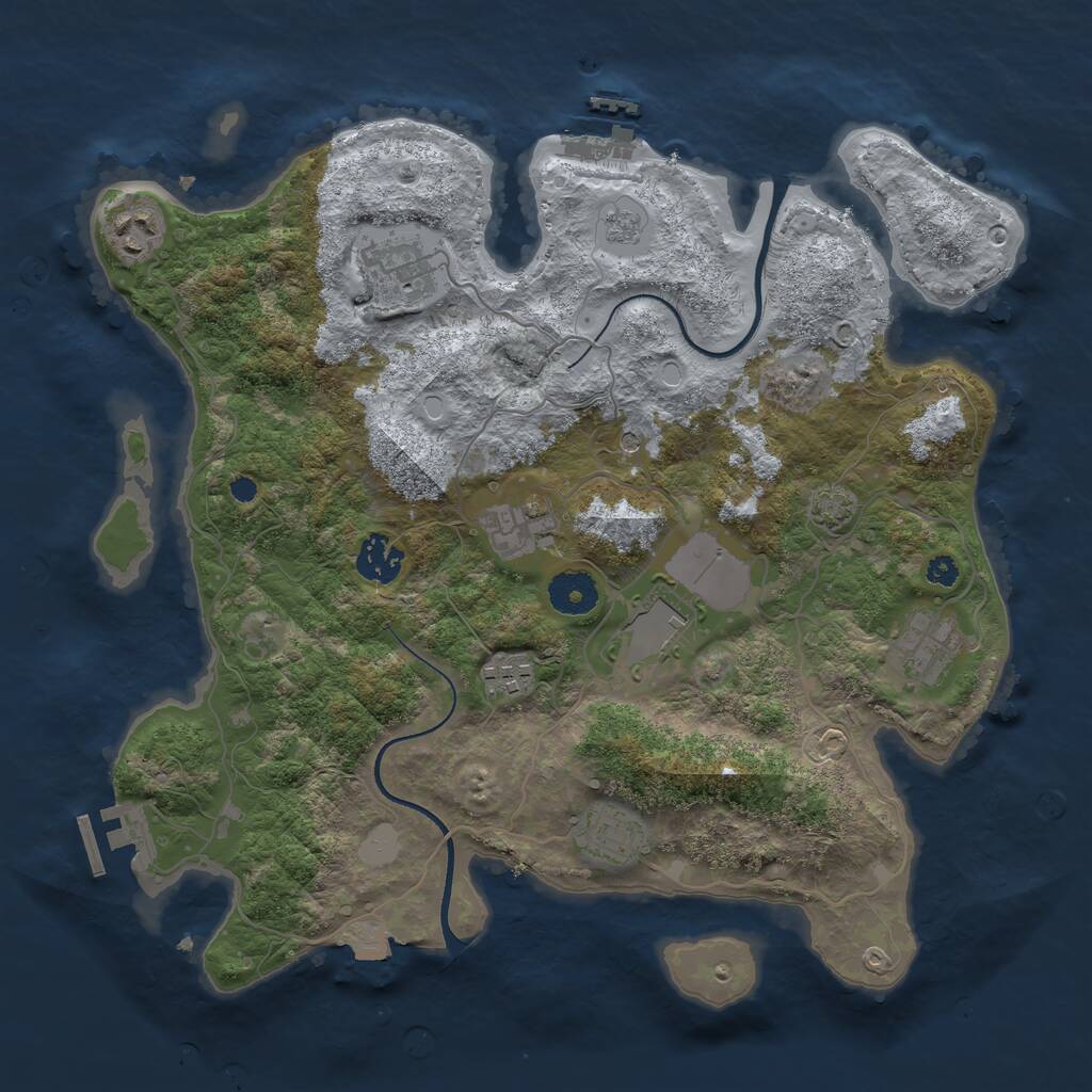 Rust Map: Procedural Map, Size: 3500, Seed: 86176435, 14 Monuments