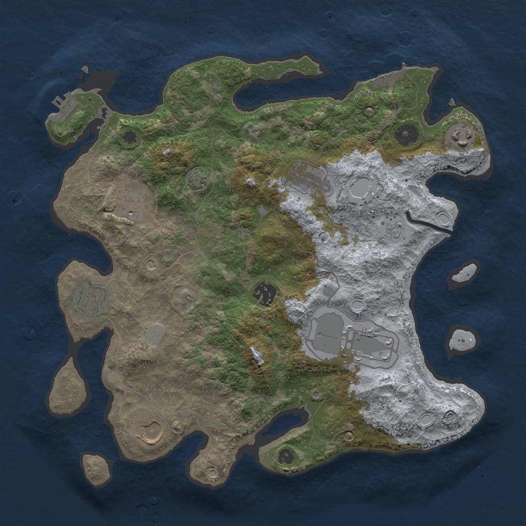 Rust Map: Procedural Map, Size: 3500, Seed: 69331628, 15 Monuments
