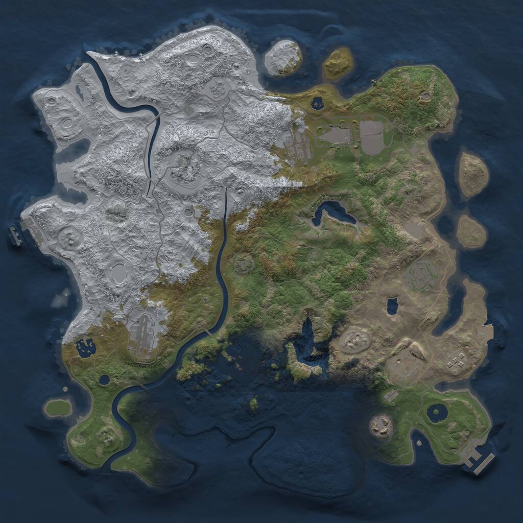 Rust Map: Procedural Map, Size: 4000, Seed: 874724941, 16 Monuments