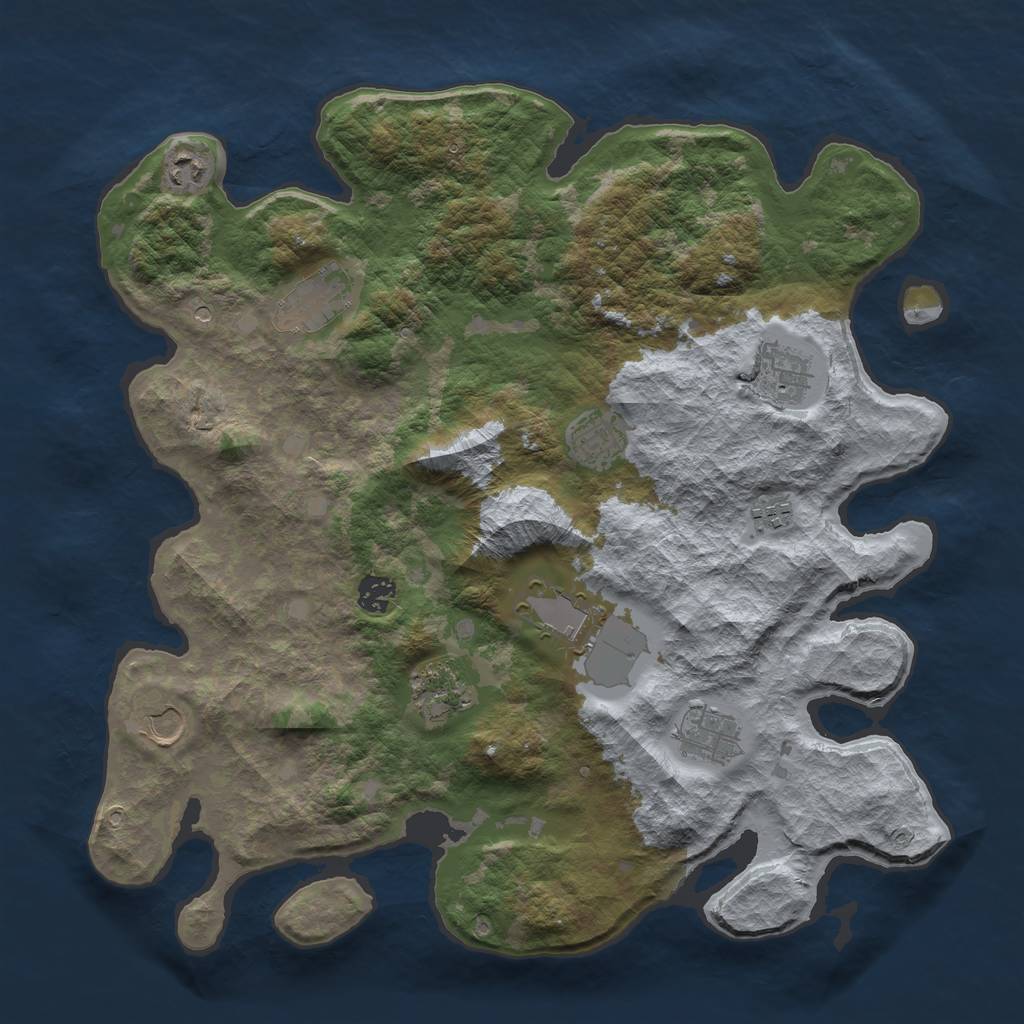 Rust Map: Barren, Size: 4000, Seed: 644672644, 13 Monuments