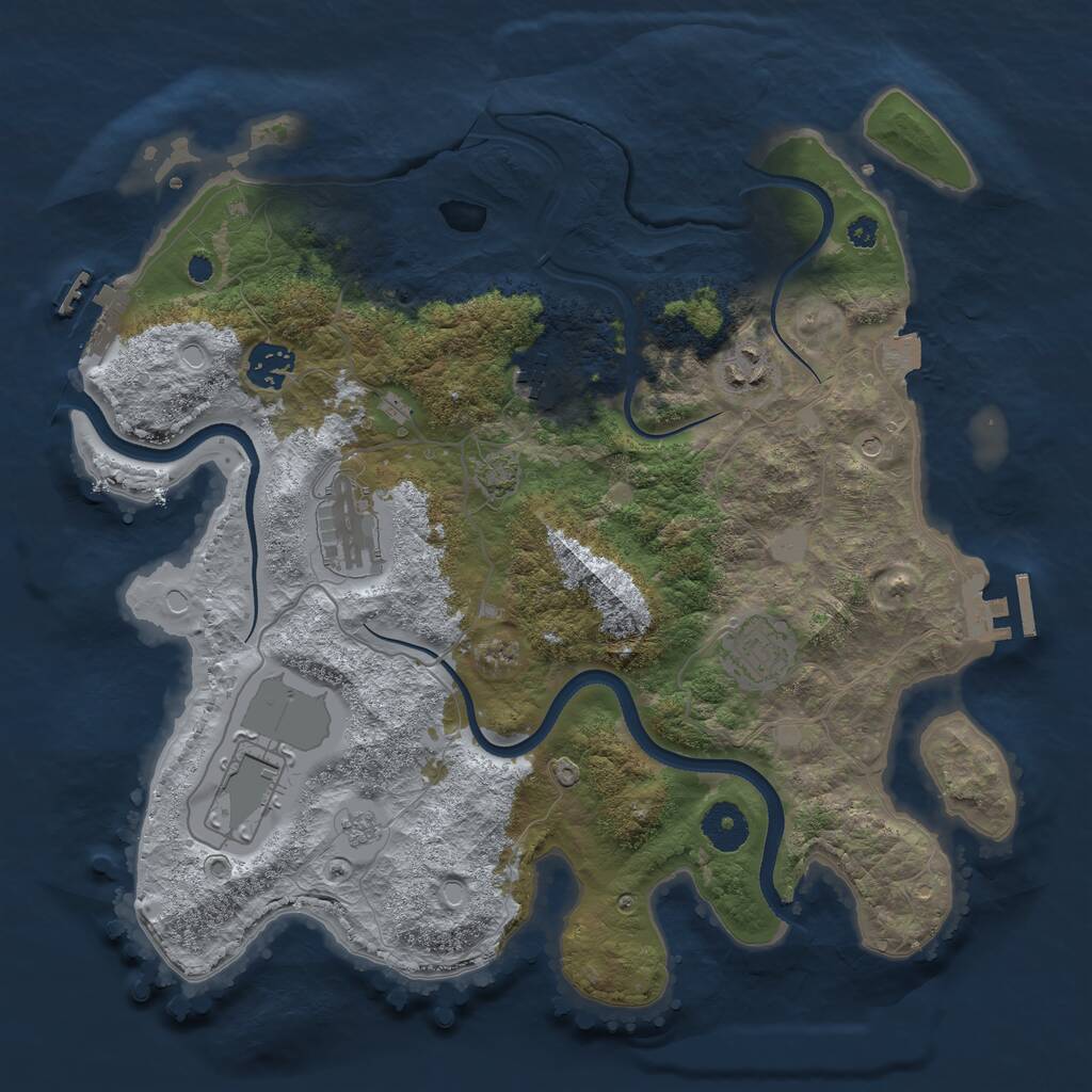 Rust Map: Procedural Map, Size: 3500, Seed: 13675052, 12 Monuments