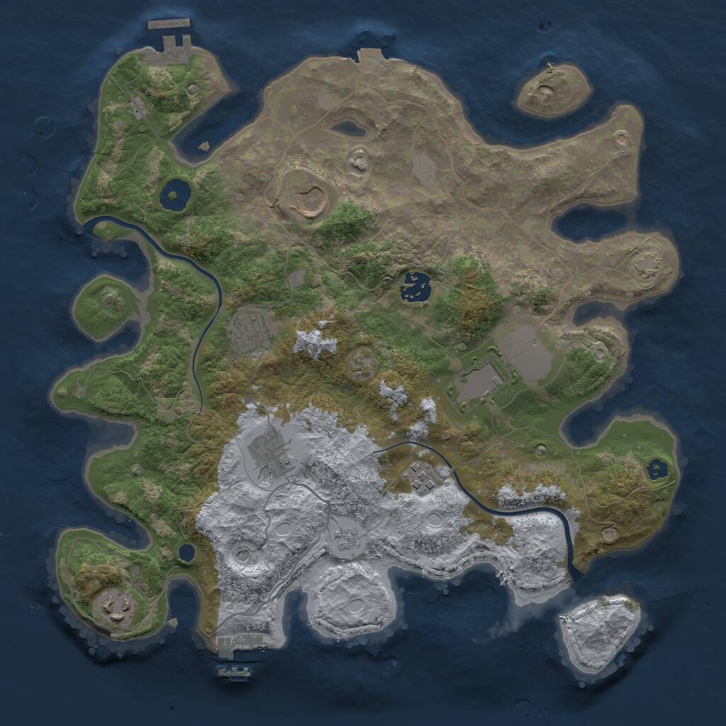 Rust Map: Procedural Map, Size: 3500, Seed: 119696, 13 Monuments