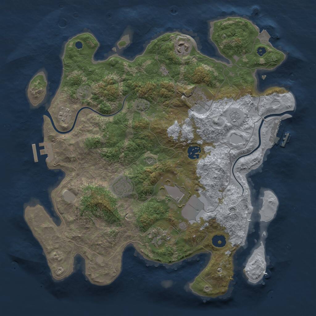 Rust Map: Procedural Map, Size: 3500, Seed: 732901, 13 Monuments
