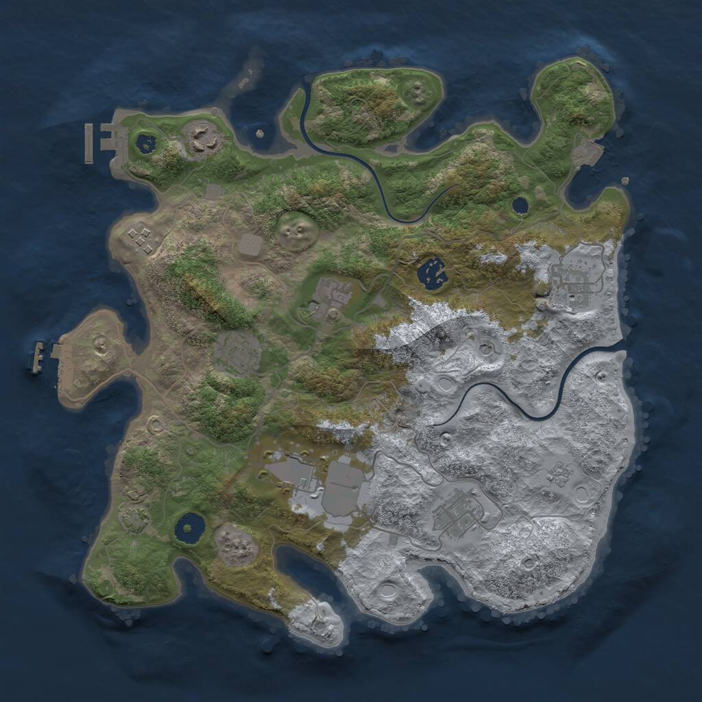 Rust Map: Procedural Map, Size: 3500, Seed: 21866474, 14 Monuments