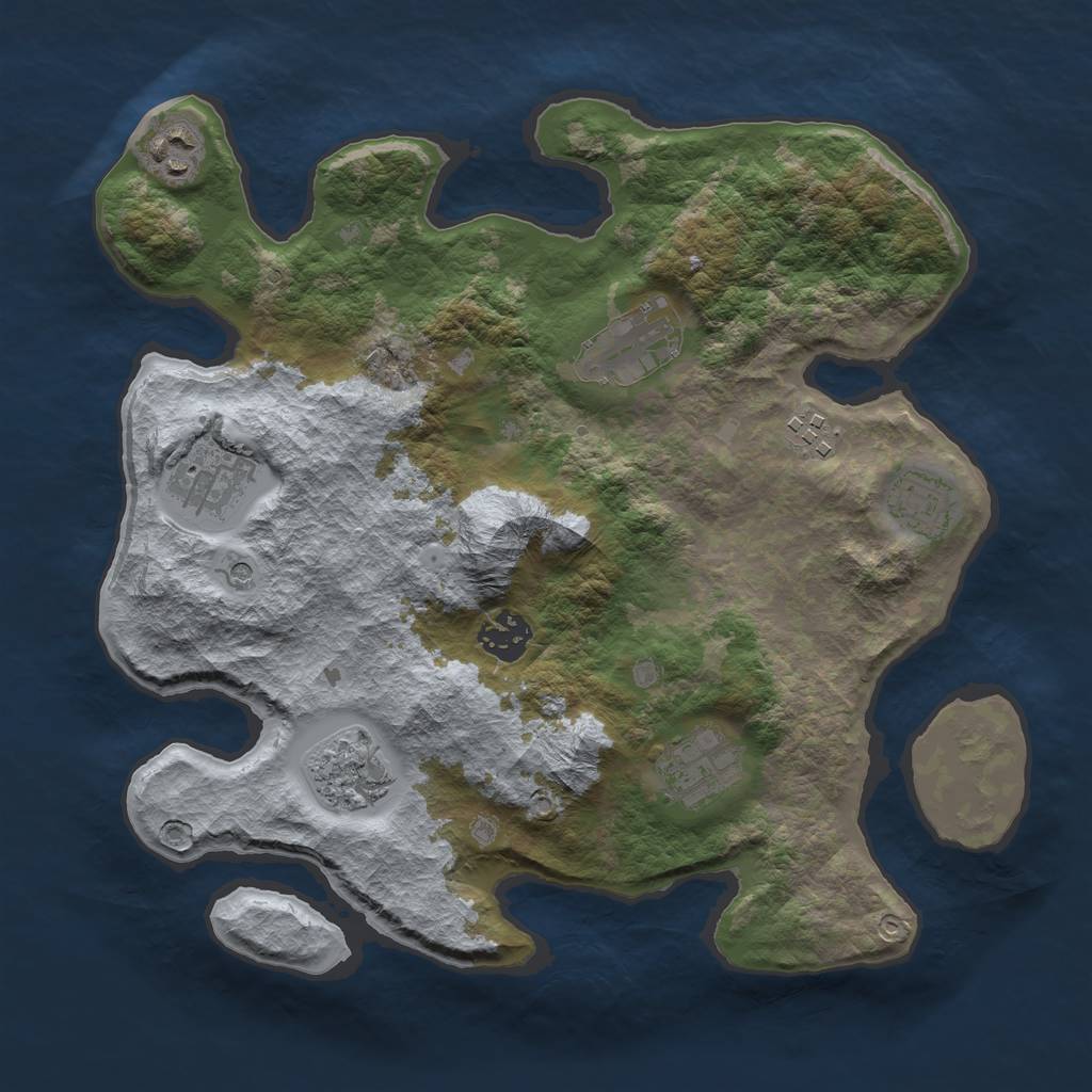 Rust Map: Barren, Size: 3250, Seed: 21830387, 11 Monuments