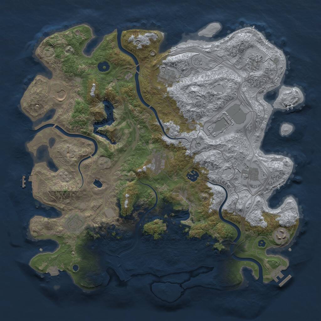 Rust Map: Procedural Map, Size: 4250, Seed: 1415931573, 16 Monuments