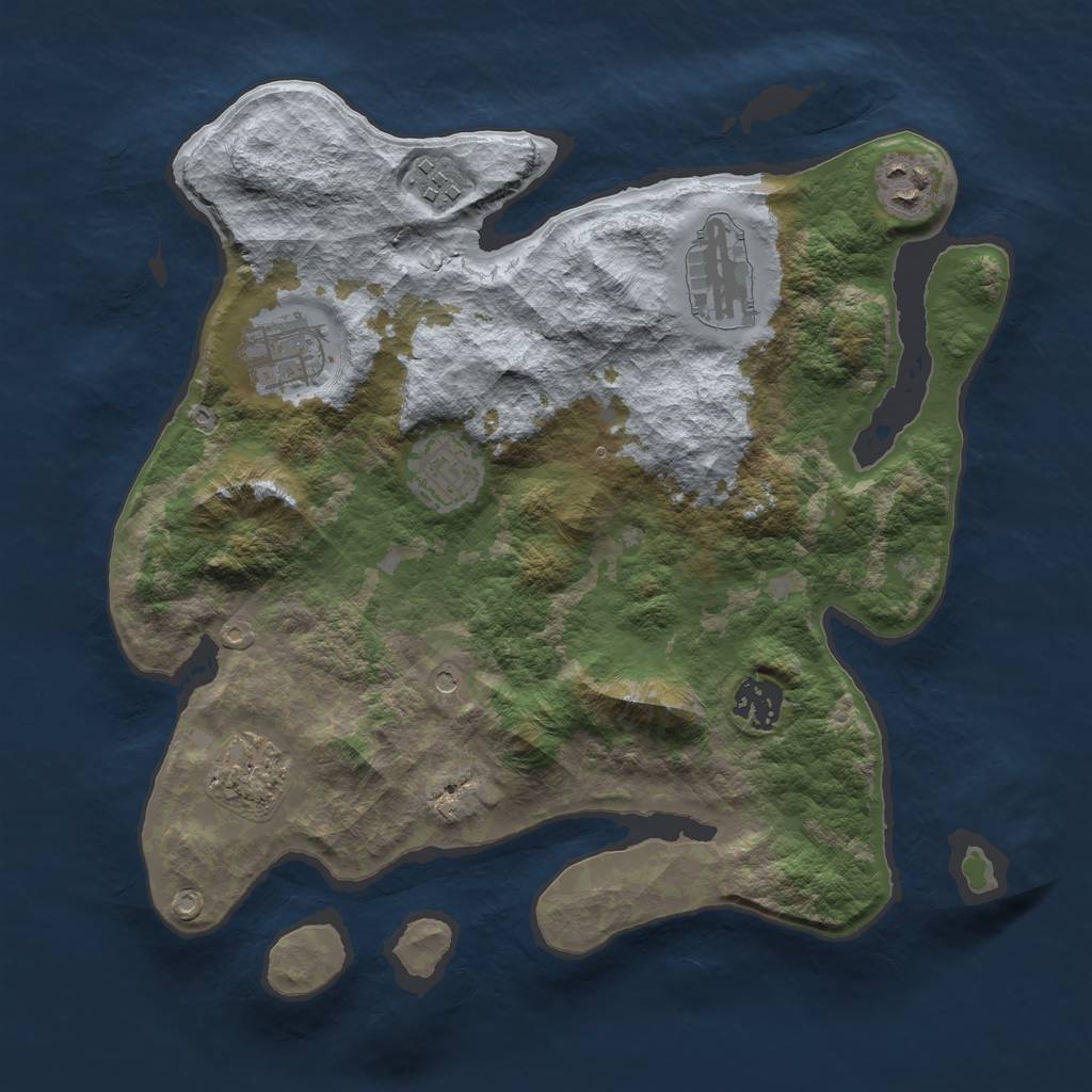 Rust Map: Barren, Size: 3250, Seed: 775930679, 10 Monuments