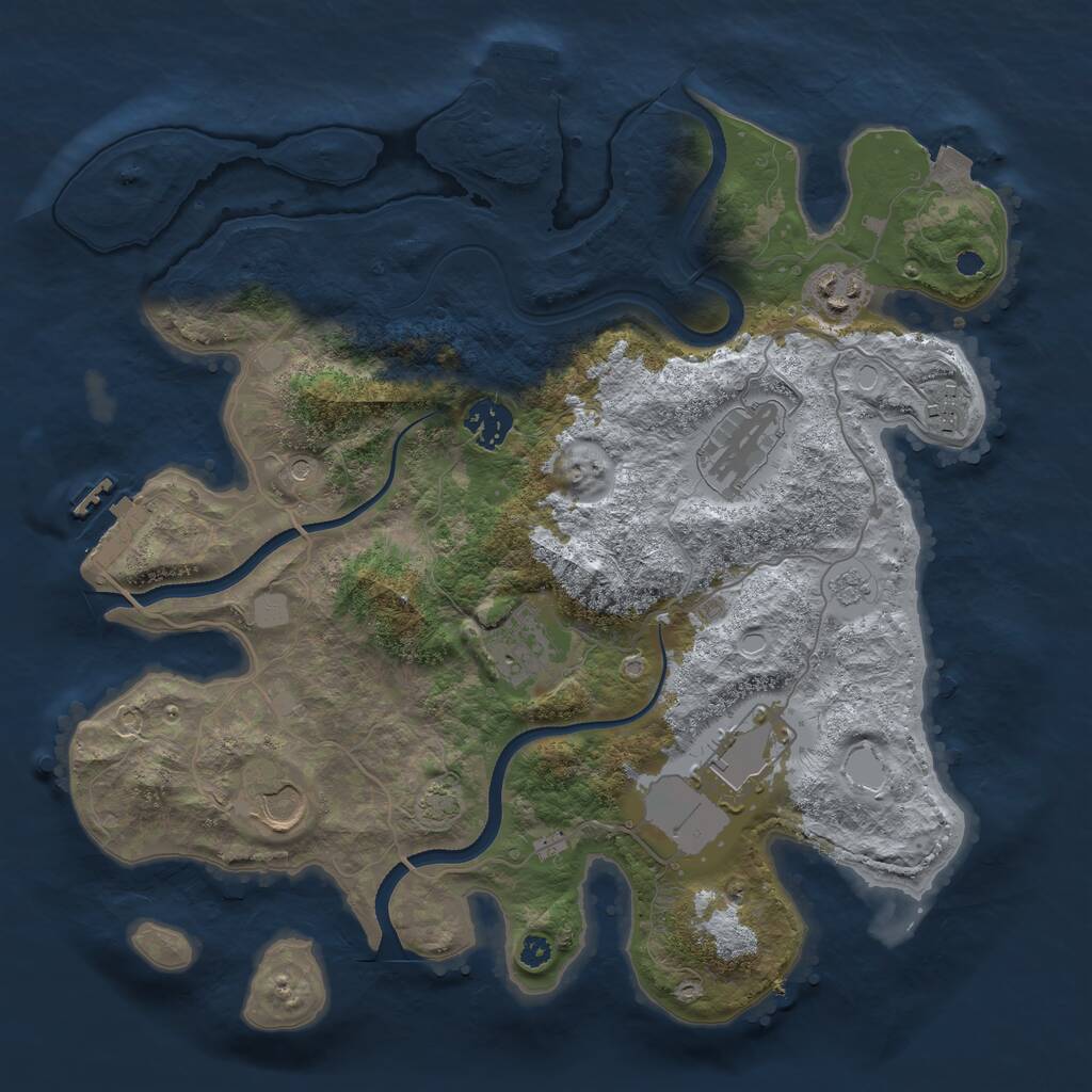 Rust Map: Procedural Map, Size: 3500, Seed: 1208040305, 13 Monuments
