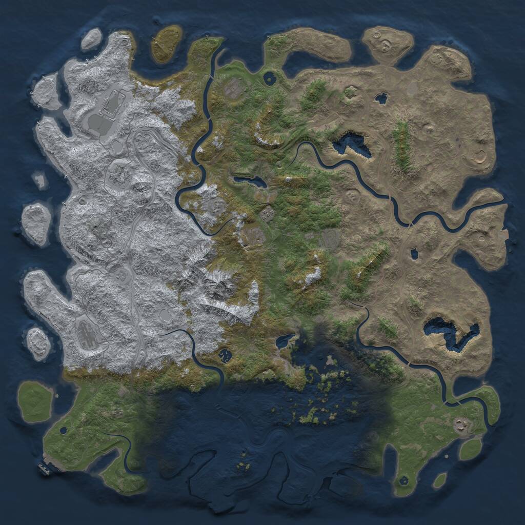 Rust Map: Procedural Map, Size: 6000, Seed: 507490759, 17 Monuments