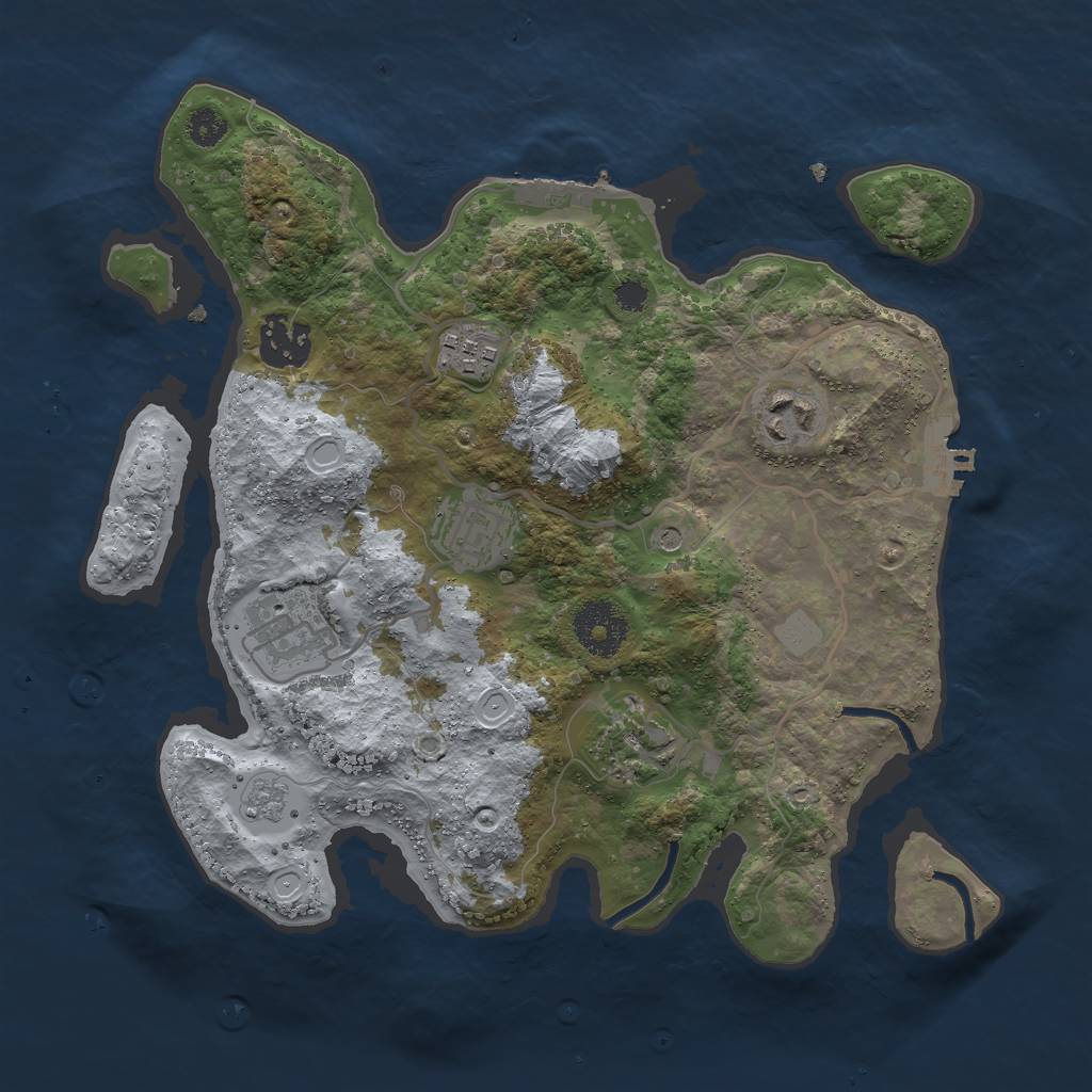 Rust Map: Procedural Map, Size: 3000, Seed: 25412423, 13 Monuments
