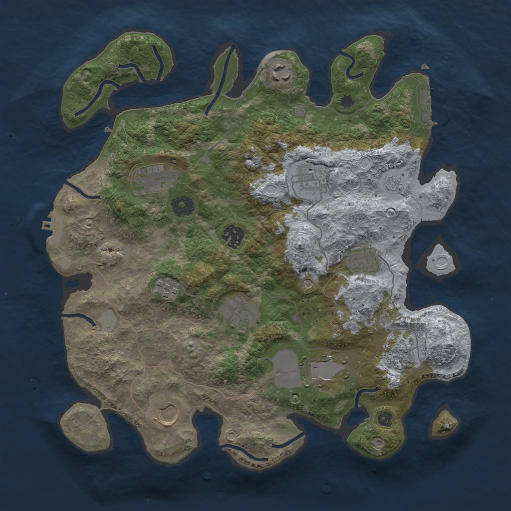 Rust Map: Procedural Map, Size: 3500, Seed: 386428780, 17 Monuments