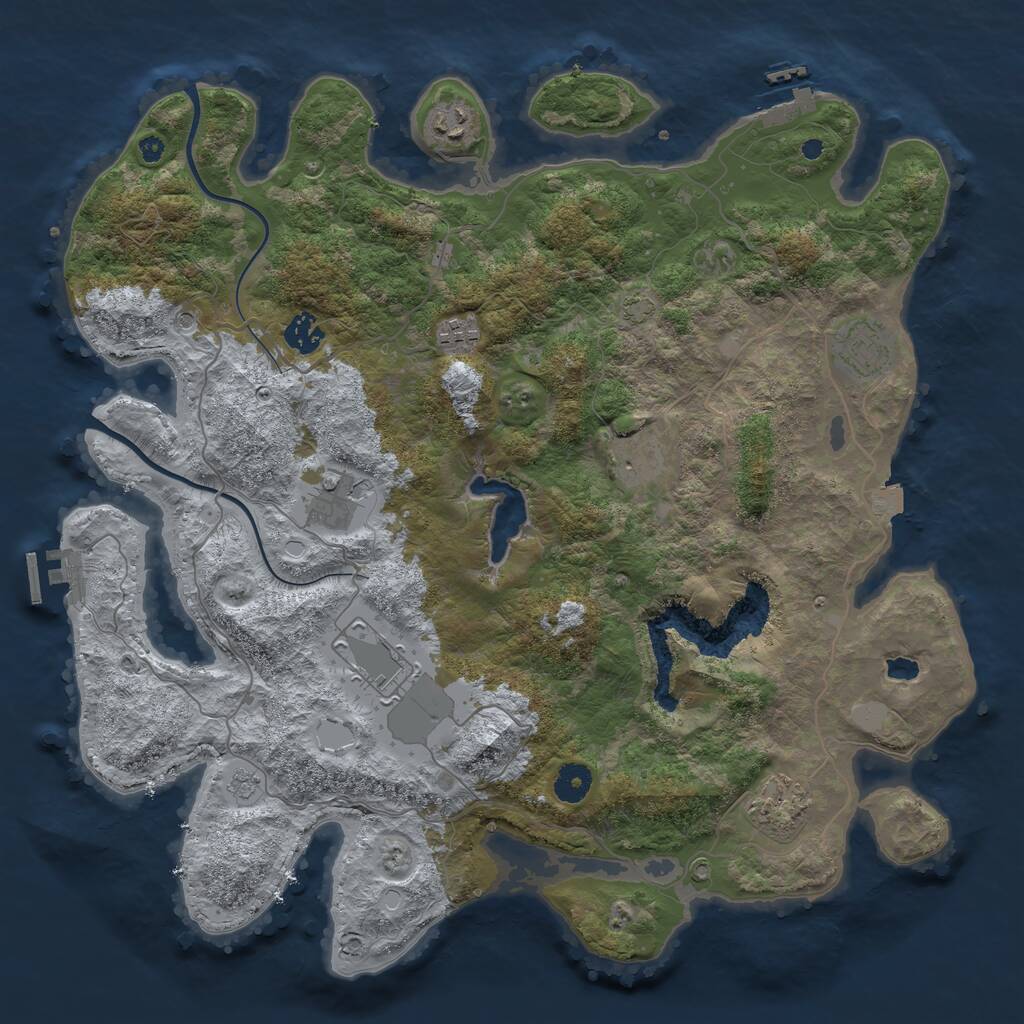 Rust Map: Procedural Map, Size: 4000, Seed: 910473621, 14 Monuments