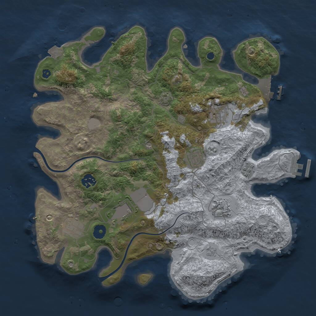 Rust Map: Procedural Map, Size: 3500, Seed: 41776921, 13 Monuments