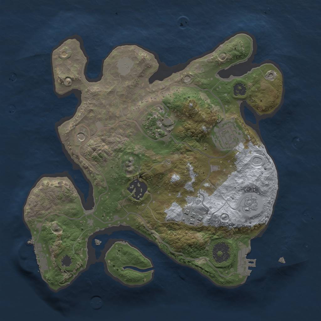 Rust Map: Procedural Map, Size: 2500, Seed: 5384, 11 Monuments