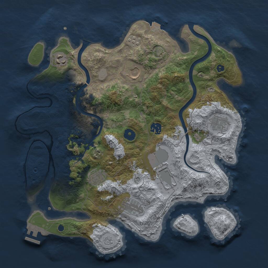 Rust Map: Procedural Map, Size: 3500, Seed: 4347025, 13 Monuments