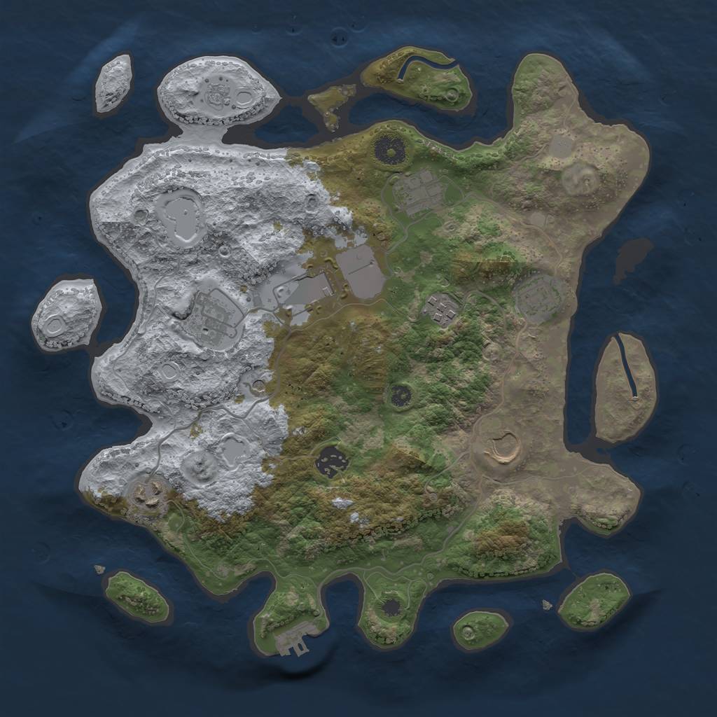 Rust Map: Procedural Map, Size: 3500, Seed: 87055377, 14 Monuments