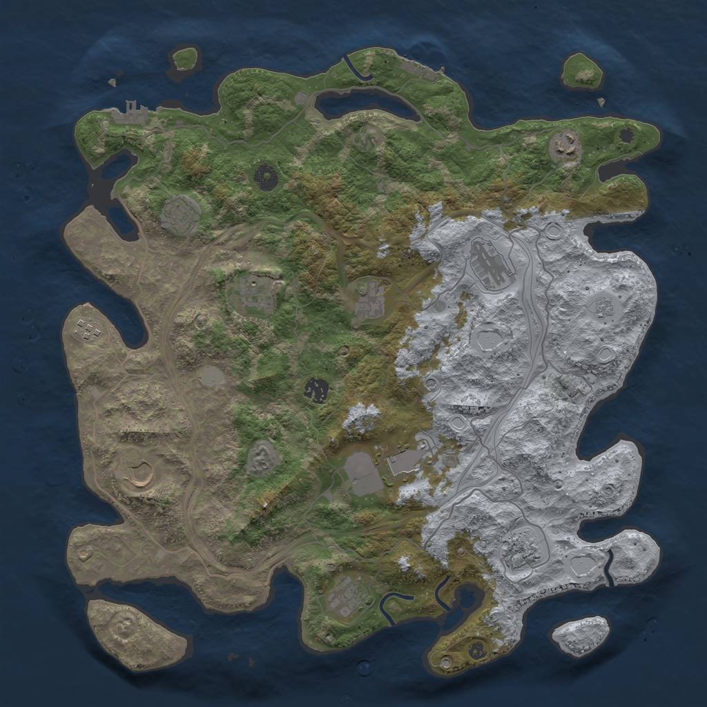 Rust Map: Procedural Map, Size: 4250, Seed: 1013558495, 18 Monuments