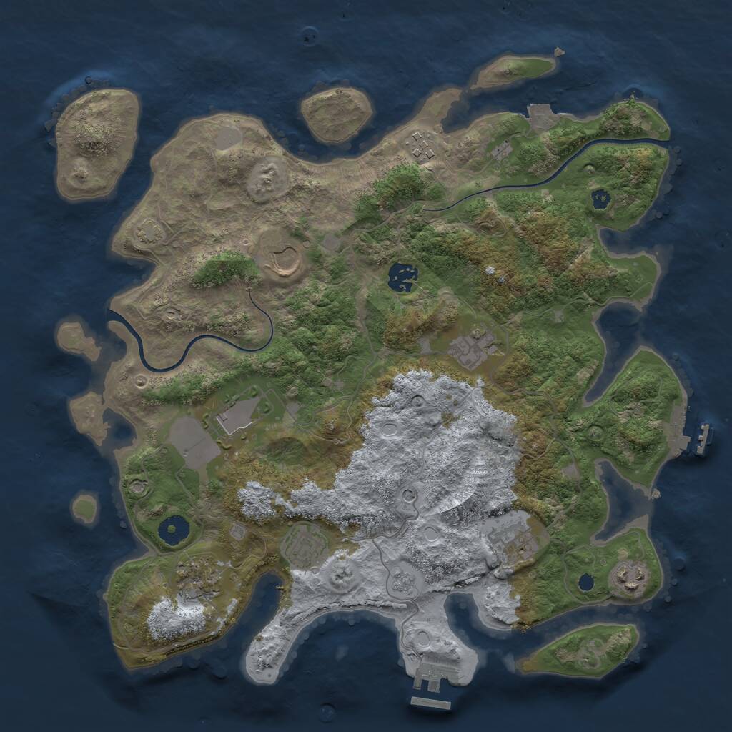 Rust Map: Procedural Map, Size: 3700, Seed: 888378, 15 Monuments