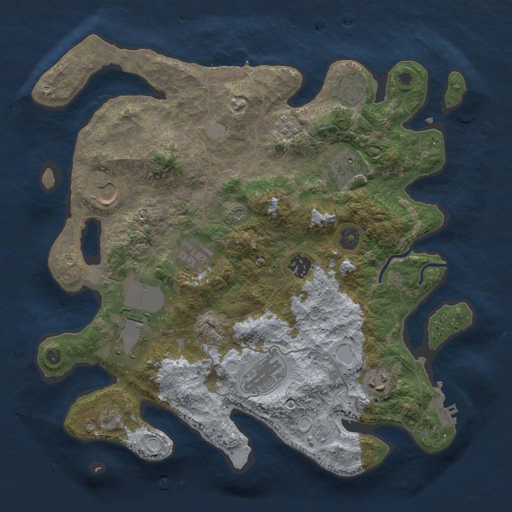 Rust Map: Procedural Map, Size: 3500, Seed: 52791279, 16 Monuments