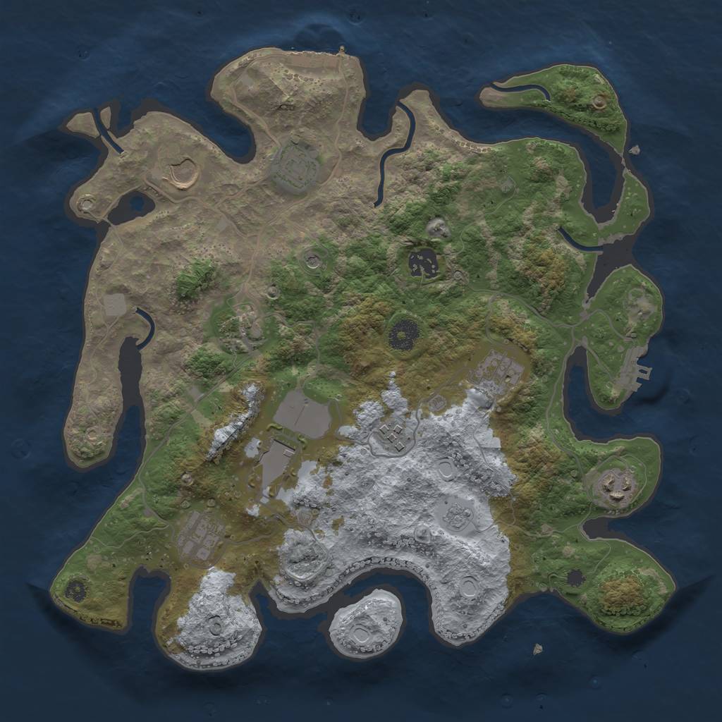 Rust Map: Procedural Map, Size: 3500, Seed: 63778256, 16 Monuments