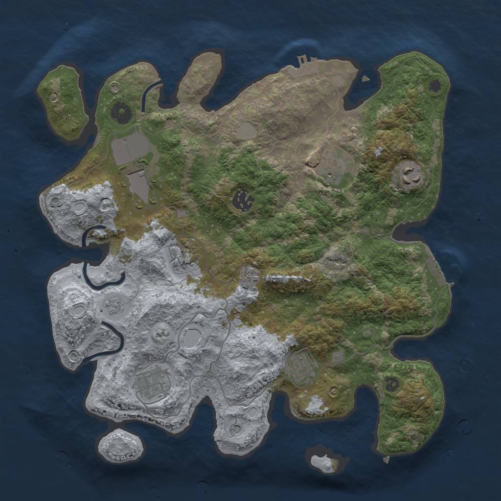 Rust Map: Procedural Map, Size: 3500, Seed: 3800809, 15 Monuments